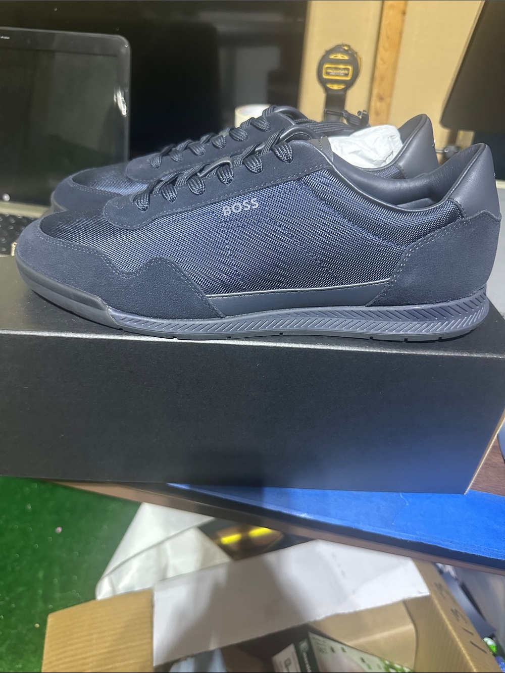 BOSS Men's Dark Navy Low-Top Sneakers